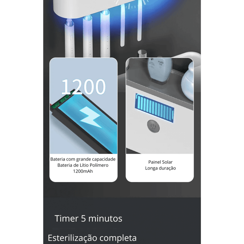 Esterilizador e Suporte para Escovas e Pasta de Dentes
