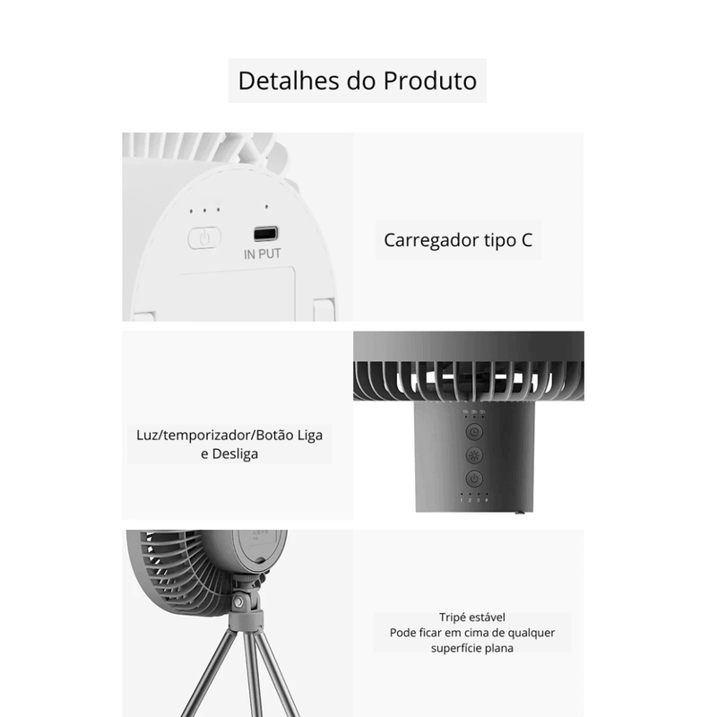 Mini Ventilador Led Portátil